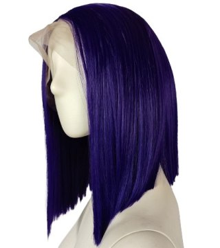 Peruka lace front fioletowa ciemny fiolet Raven cosplay long bob LF010
