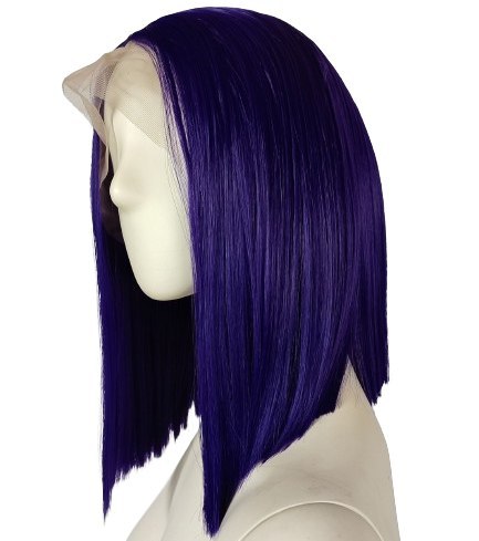 Peruka lace front fioletowa ciemny fiolet Raven cosplay long bob LF010