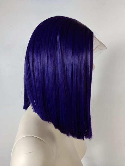 Peruka lace front fioletowa ciemny fiolet Raven cosplay long bob LF010
