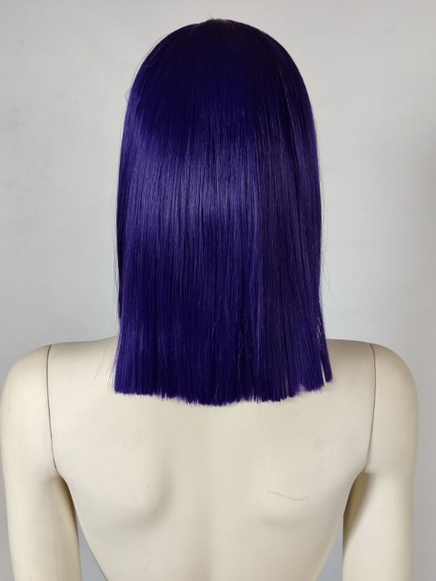 Peruka lace front fioletowa ciemny fiolet Raven cosplay long bob LF010