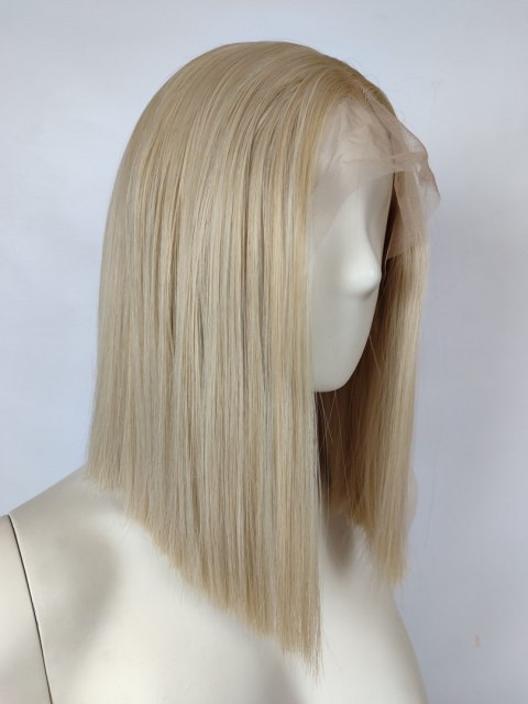 Peruka lace front jasny zimny platynowy blond long bob LF009