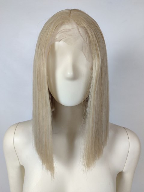 Peruka lace front jasny zimny platynowy blond long bob LF009