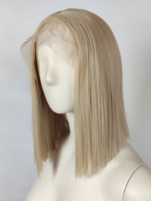 Peruka lace front jasny zimny platynowy blond long bob LF009