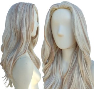 Peruka mroźny bardzo jasny blond platynowy z pasemkami PK144
