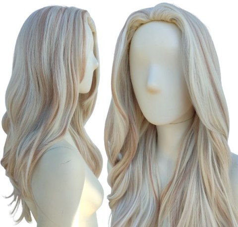 Peruka mroźny bardzo jasny blond platynowy z pasemkami PK144