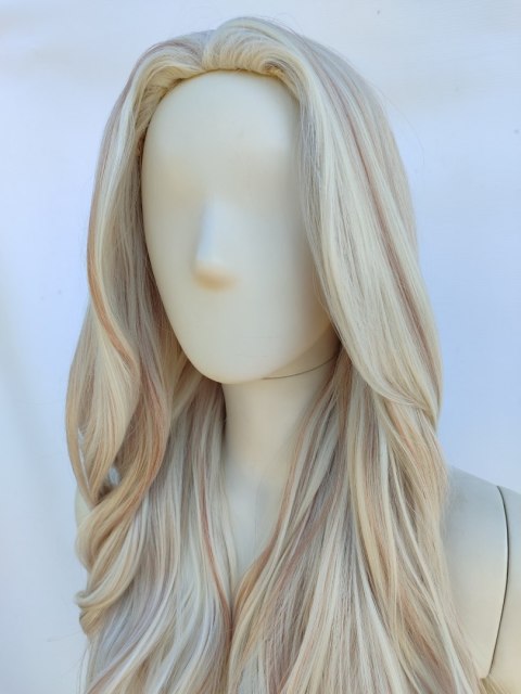 Peruka mroźny bardzo jasny blond platynowy z pasemkami PK144