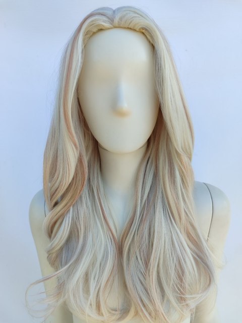 Peruka mroźny bardzo jasny blond platynowy z pasemkami PK144