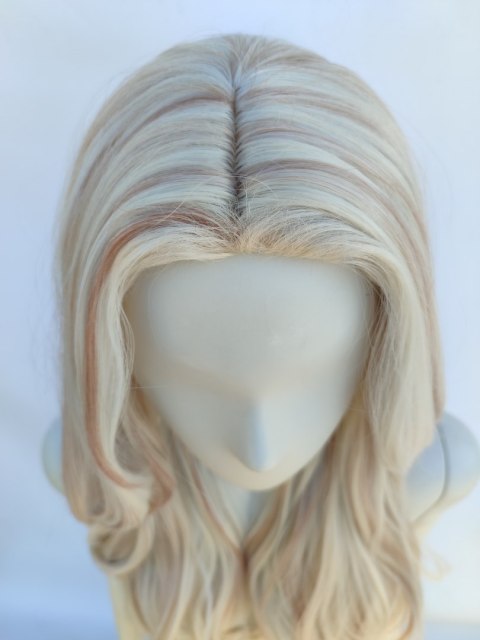 Peruka mroźny bardzo jasny blond platynowy z pasemkami PK144