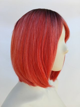 Peruka ombre bob z grzywką czerwona różowa PK112