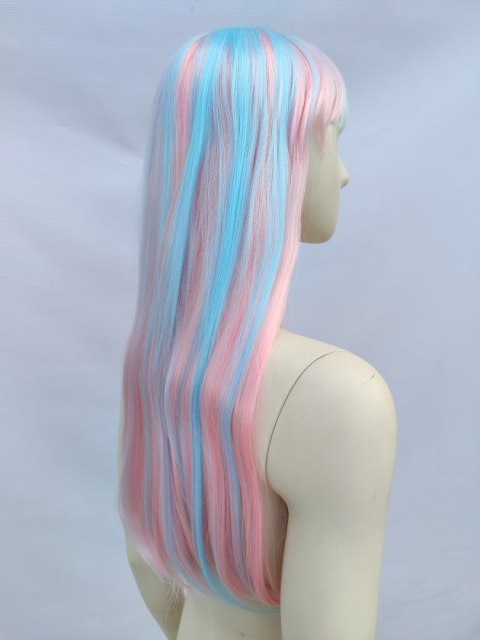 Peruka różowo niebieska z grzywką Rochelle cosplay Monster High pastel goth PK109