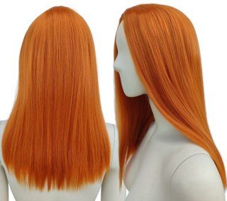 Peruka ruda pomarańczowa long bob bez grzywki do ramion PK161