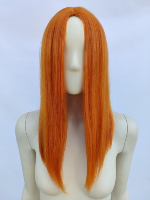 Peruka ruda pomarańczowa long bob bez grzywki do ramion PK161