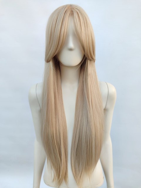 Peruka z długą grzywką platynowy blond Barbie cosplay długa PK051