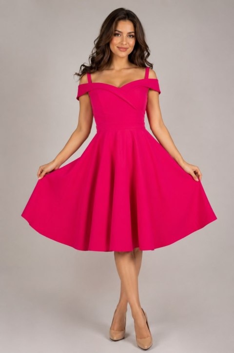 Sukienka hiszpanka pin-up fuksja różowa magenta midi BELLA