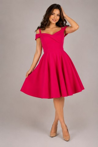 Sukienka hiszpanka pin-up fuksja różowa magenta midi BELLA