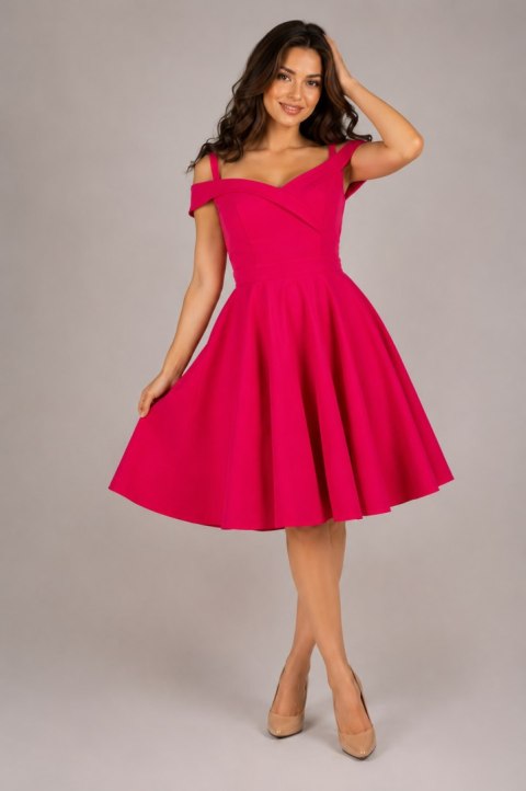 Sukienka hiszpanka pin-up fuksja różowa magenta midi BELLA