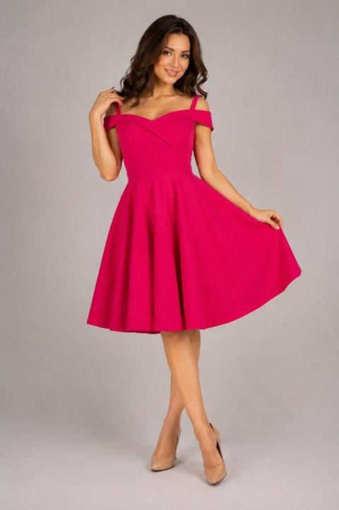 Sukienka hiszpanka pin-up fuksja różowa magenta midi BELLA