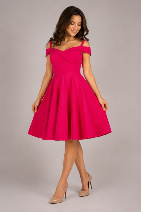 Sukienka hiszpanka pin-up fuksja różowa magenta midi BELLA