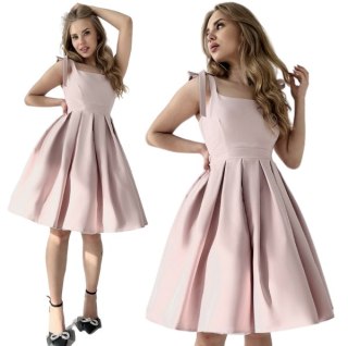 Sukienka pin up pudrowa różowa na wesele rozkloszowana BARBIE