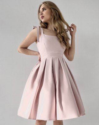 Sukienka pin up pudrowa różowa na wesele rozkloszowana BARBIE