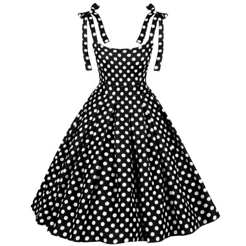 Sukienka pin up retro w grochy groszki czarna lata 50 60 BARBIE
