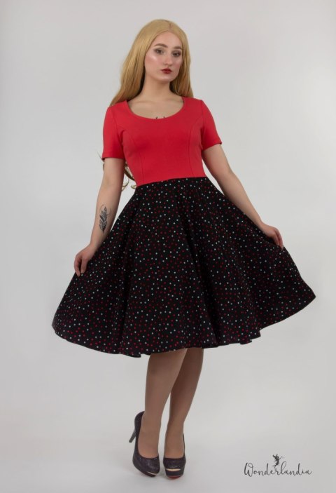 Sukienka pin up retro w wisienki rozkloszowana MADLEN