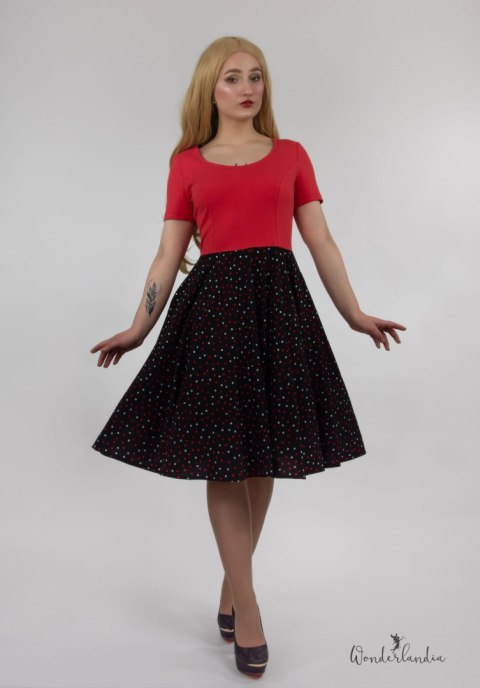 Sukienka pin up retro w wisienki rozkloszowana MADLEN