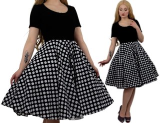 Sukienka pin up w groszki grochy rozkloszowana lata 60 MADLEN
