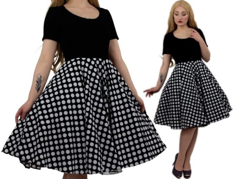 Sukienka pin up w groszki grochy rozkloszowana lata 60 MADLEN