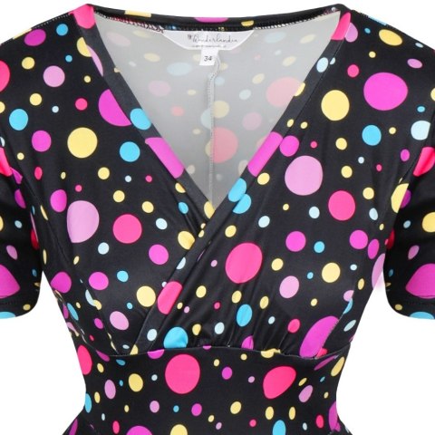 Sukienka pin up w kolorowe grochy groszki kropki retro lata 60 MONA