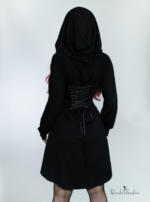Sukienka sznurowana gorsetowa z kapturem nu goth ASSASSIN