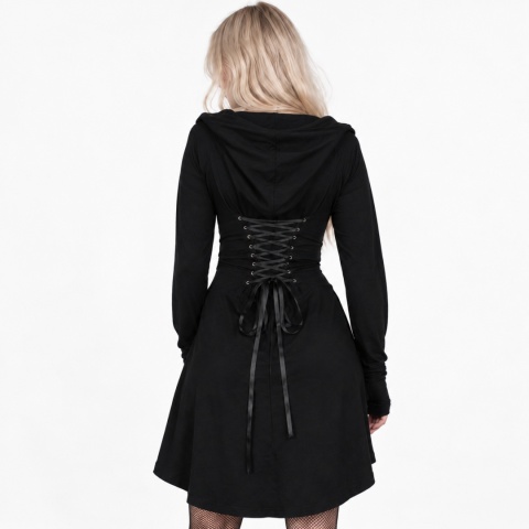 Sukienka sznurowana gorsetowa z kapturem nu goth ASSASSIN